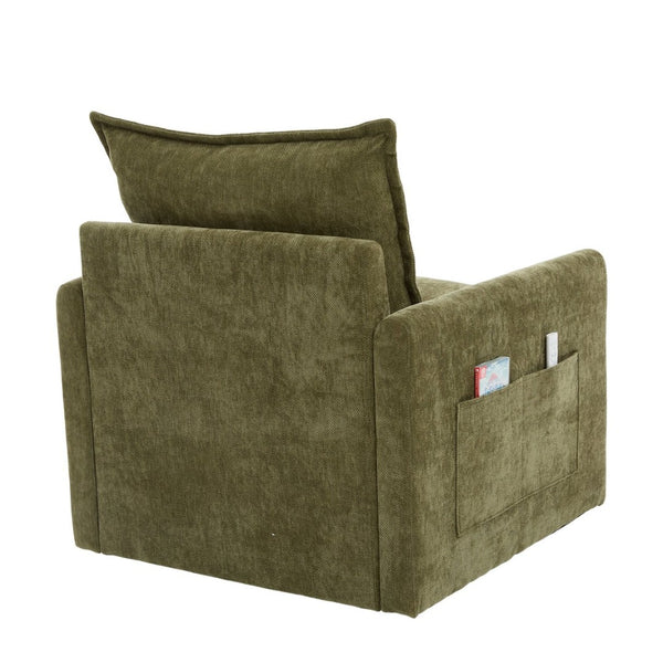 English Elm United We Win Chenille Swivel Barrel Chair Mid Century Accent for Living Room Olive W1568P504618