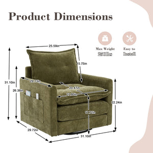 English Elm United We Win Chenille Swivel Barrel Chair Mid Century Accent for Living Room Olive W1568P504618