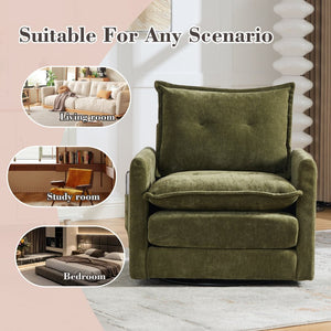 English Elm United We Win Chenille Swivel Barrel Chair Mid Century Accent for Living Room Olive W1568P504618