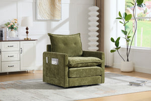 English Elm United We Win Chenille Swivel Barrel Chair Mid Century Accent for Living Room Olive W1568P504618