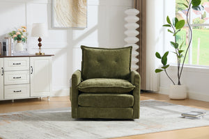 English Elm United We Win Chenille Swivel Barrel Chair Mid Century Accent for Living Room Olive W1568P504618