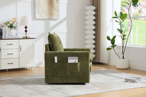 English Elm United We Win Chenille Swivel Barrel Chair Mid Century Accent for Living Room Olive W1568P504618