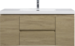 English Elm Floating Bathroom Vanity Natural Oak Wall Mounted Cabinet with Glossy Resin Sink Basin W1573S00068