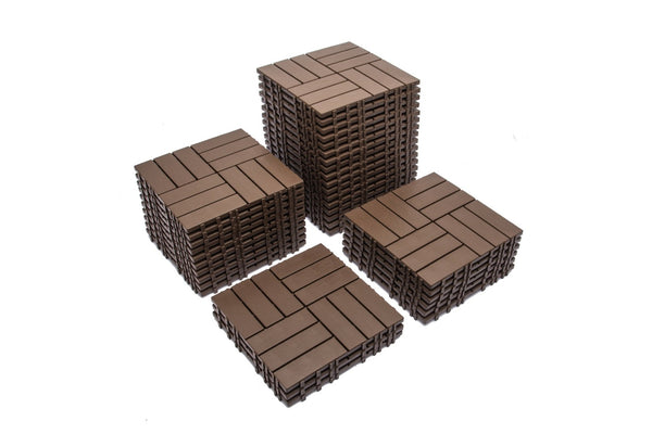 English Elm 11-pack Interlocking Plastic Deck Tiles Waterproof Outdoor Patio Flooring Wood Look W1578P352578
