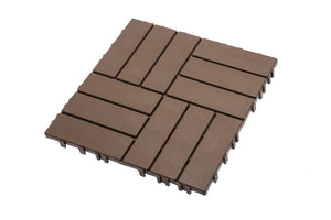 English Elm 11-pack Interlocking Plastic Deck Tiles Waterproof Outdoor Patio Flooring Wood Look W1578P352578