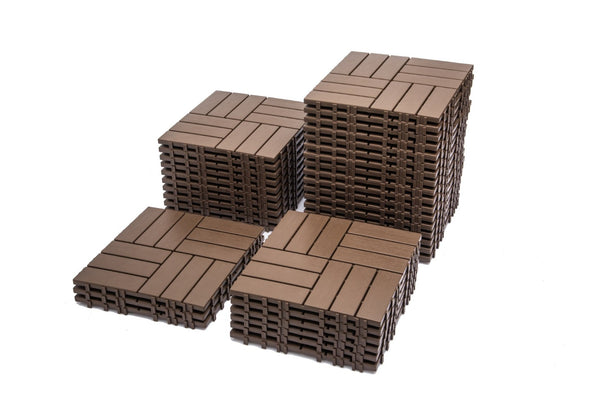 English Elm 11-pack Interlocking Plastic Deck Tiles Waterproof Outdoor Patio Flooring Wood Look W1578P352578