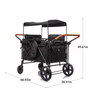 English Elm Wogan Four Seat Stroller with Reinforced Frame All Terrain Wheels and Safety Harness Black W1578P515534