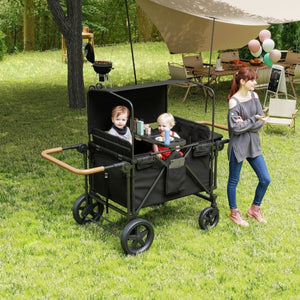 English Elm Wogan Four Seat Stroller with Reinforced Frame All Terrain Wheels and Safety Harness Black W1578P515534