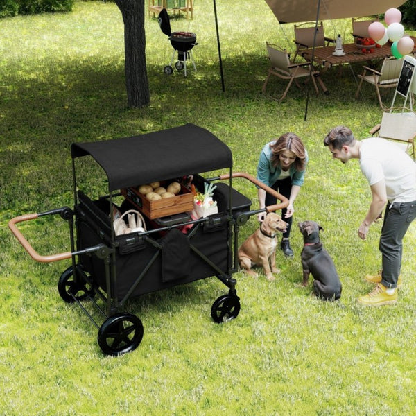 English Elm Wogan Four Seat Stroller with Reinforced Frame All Terrain Wheels and Safety Harness Black W1578P515534
