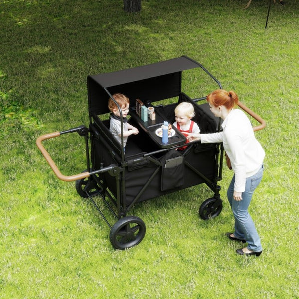 English Elm Wogan Four Seat Stroller with Reinforced Frame All Terrain Wheels and Safety Harness Black W1578P515534