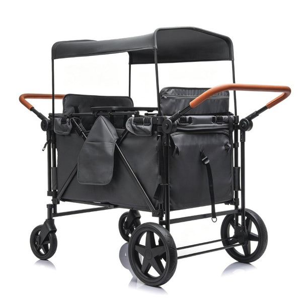 English Elm Wogan Four Seat Stroller with Reinforced Frame All Terrain Wheels and Safety Harness Gray W1578P515535