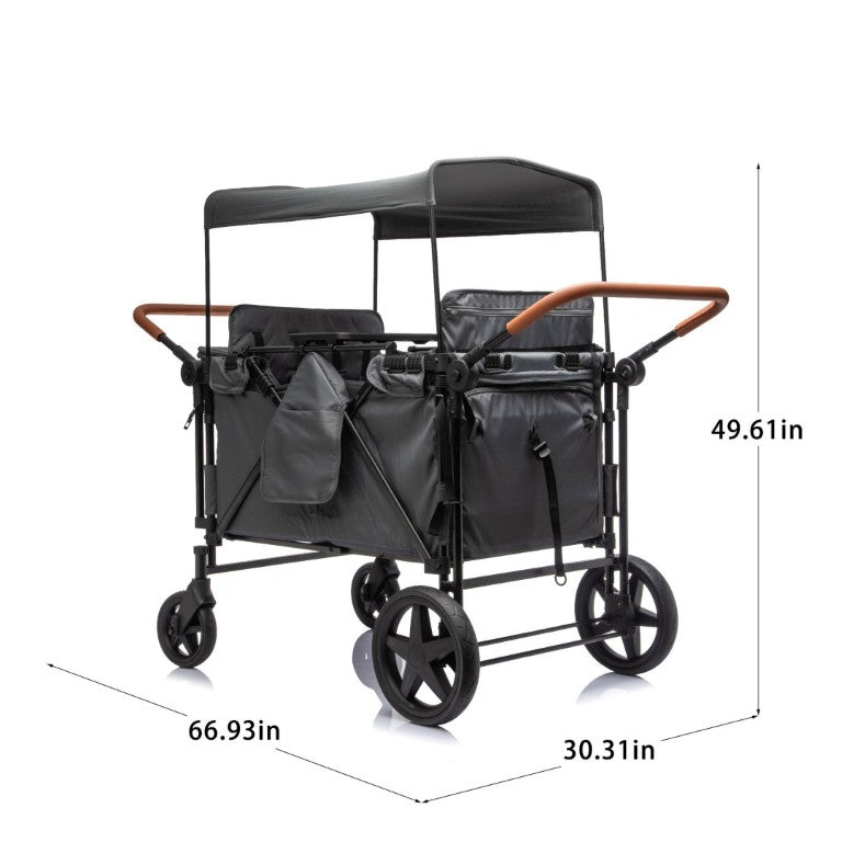 English Elm Wogan Four Seat Stroller with Reinforced Frame All Terrain Wheels and Safety Harness Gray W1578P515535