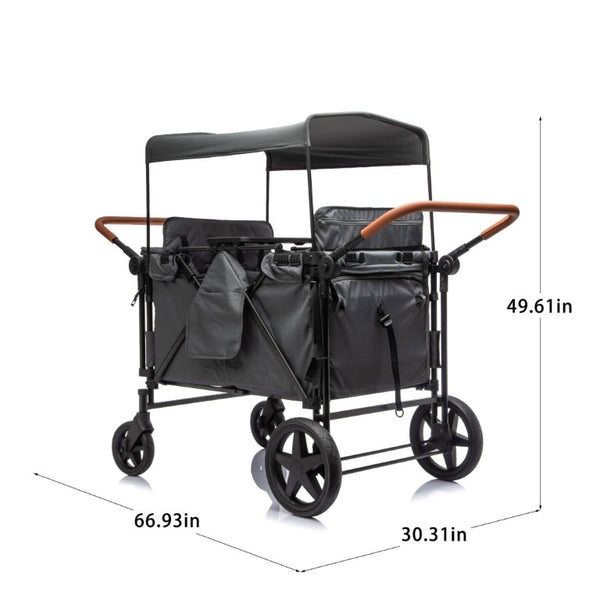 English Elm Wogan Four Seat Stroller with Reinforced Frame All Terrain Wheels and Safety Harness Gray W1578P515535
