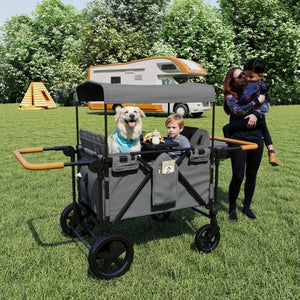 English Elm Wogan Four Seat Stroller with Reinforced Frame All Terrain Wheels and Safety Harness Gray W1578P515535