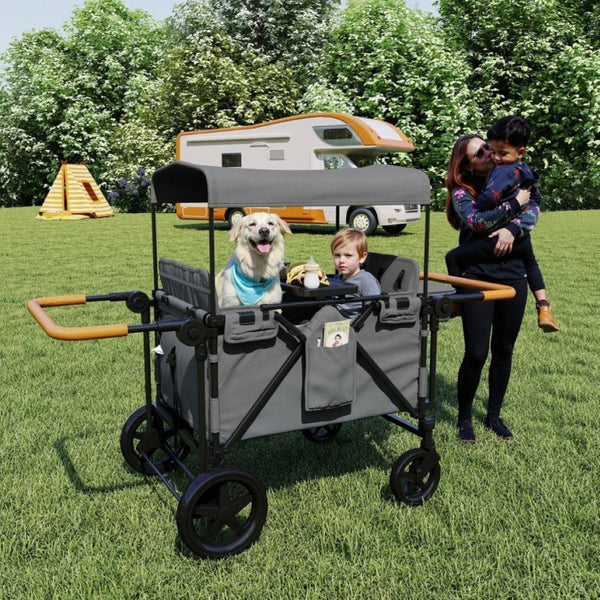 English Elm Wogan Four Seat Stroller with Reinforced Frame All Terrain Wheels and Safety Harness Gray W1578P515535