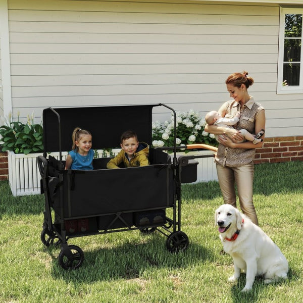 English Elm Wagon Stroller for Two Kids with All-Terrain Wheels Foldable Frame and Sun Canopy W1578P515536