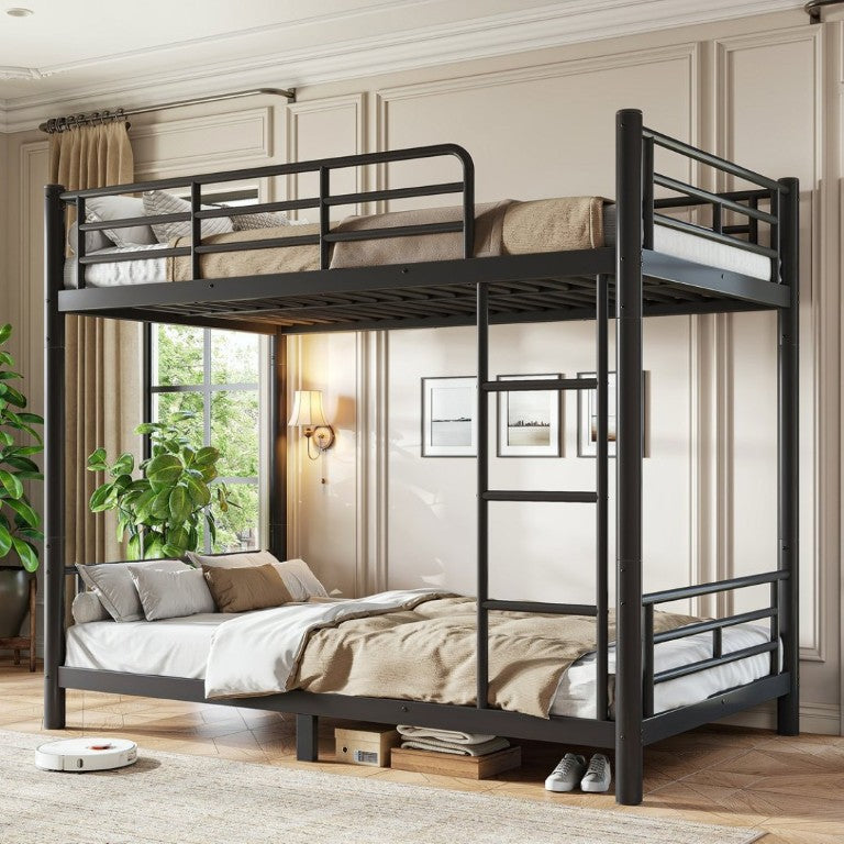 English Elm Twin XL Bunk Bed Heavy Gauge Steel Frame Converts to Two Platform Beds Black W1580P454721