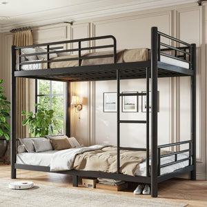 English Elm Twin XL Bunk Bed Heavy Gauge Steel Frame Converts to Two Platform Beds Black W1580P454721