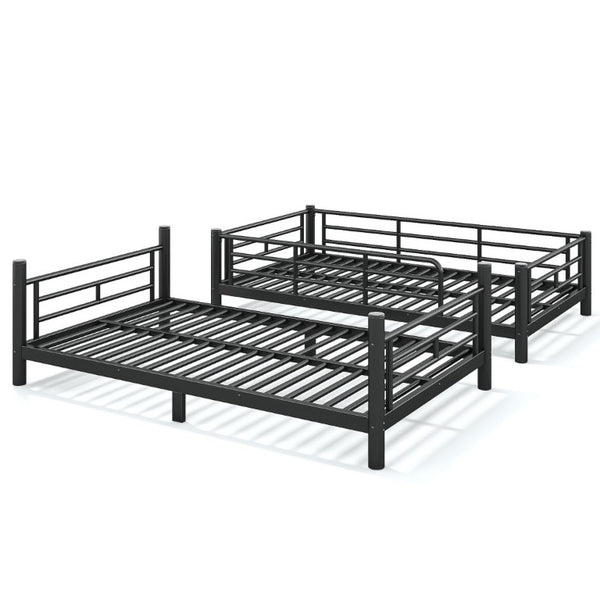 English Elm Twin XL Bunk Bed Heavy Gauge Steel Frame Converts to Two Platform Beds Black W1580P454721