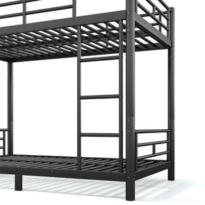 English Elm Twin XL Bunk Bed Heavy Gauge Steel Frame Converts to Two Platform Beds Black W1580P454721