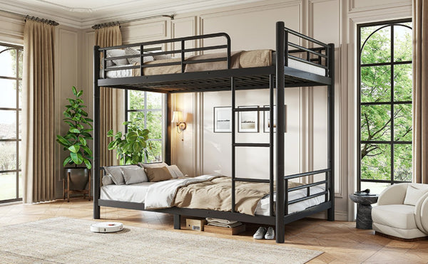 English Elm Twin XL Bunk Bed Heavy Gauge Steel Frame Converts to Two Platform Beds Black W1580P454721