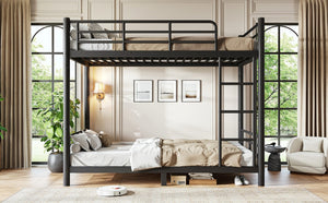 English Elm Twin XL Bunk Bed Heavy Gauge Steel Frame Converts to Two Platform Beds Black W1580P454721