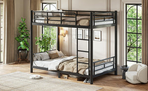English Elm Twin XL Bunk Bed Heavy Gauge Steel Frame Converts to Two Platform Beds Black W1580P454721