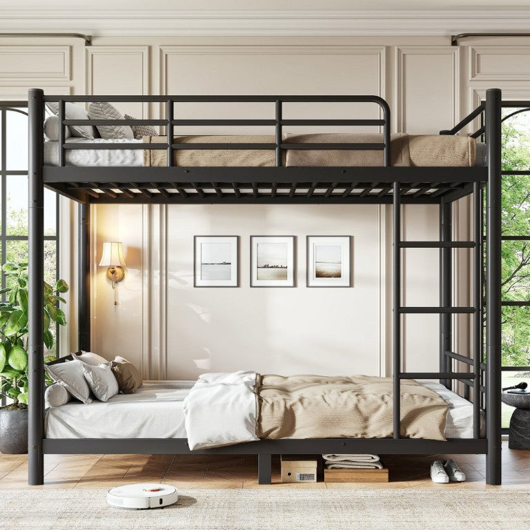 English Elm Twin XL Bunk Bed Heavy Gauge Steel Frame Converts to Two Platform Beds Black W1580P454721