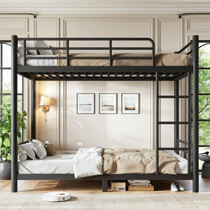 English Elm Twin XL Bunk Bed Heavy Gauge Steel Frame Converts to Two Platform Beds Black W1580P454721