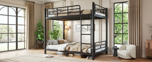English Elm Twin XL Bunk Bed Heavy Gauge Steel Frame Converts to Two Platform Beds Black W1580P454721