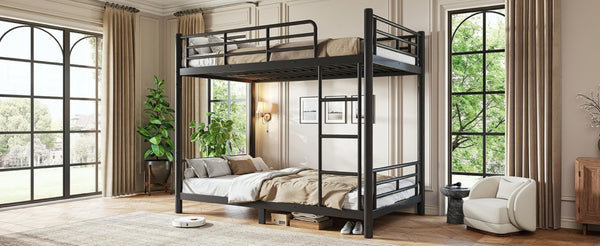 English Elm Twin XL Bunk Bed Heavy Gauge Steel Frame Converts to Two Platform Beds Black W1580P454721