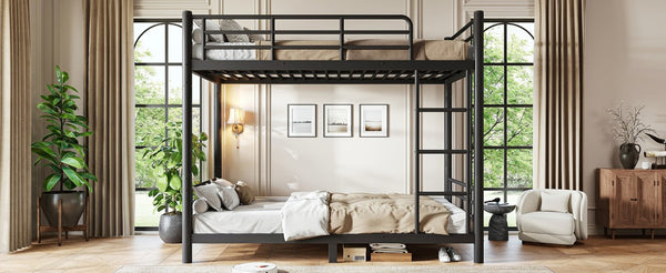 English Elm Twin XL Bunk Bed Heavy Gauge Steel Frame Converts to Two Platform Beds Black W1580P454721