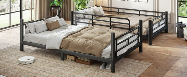 English Elm Twin XL Bunk Bed Heavy Gauge Steel Frame Converts to Two Platform Beds Black W1580P454721