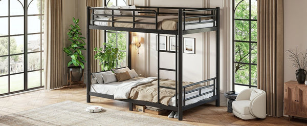 English Elm Twin XL Bunk Bed Heavy Gauge Steel Frame Converts to Two Platform Beds Black W1580P454721