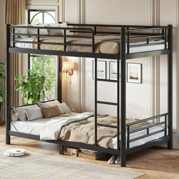 English Elm Twin XL Bunk Bed Heavy Gauge Steel Frame Converts to Two Platform Beds Black W1580P454721