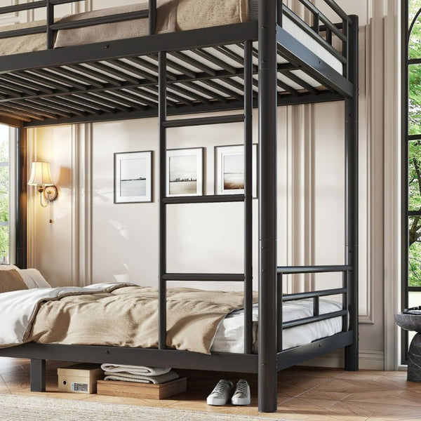 English Elm Twin XL Bunk Bed Heavy Gauge Steel Frame Converts to Two Platform Beds Black W1580P454721