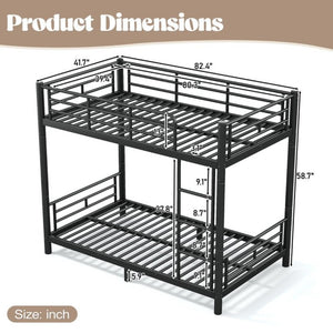 English Elm Twin XL Bunk Bed Heavy Gauge Steel Frame Converts to Two Platform Beds Black W1580P454721