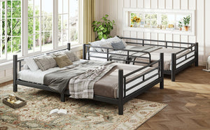 English Elm Full Over Metal Bunk Bed Heavy Gauge Steel Frame Converts to Two Beds W1580P454730