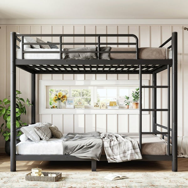 English Elm Full Over Metal Bunk Bed Heavy Gauge Steel Frame Converts to Two Beds W1580P454730