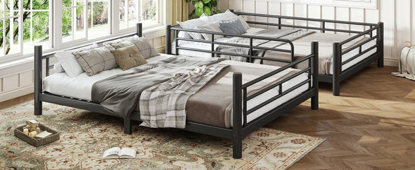 English Elm Full Over Metal Bunk Bed Heavy Gauge Steel Frame Converts to Two Beds W1580P454730