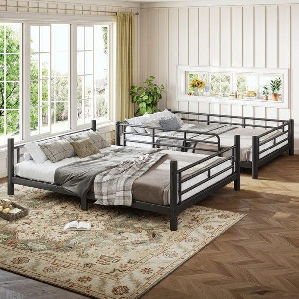 English Elm Full Over Metal Bunk Bed Heavy Gauge Steel Frame Converts to Two Beds W1580P454730