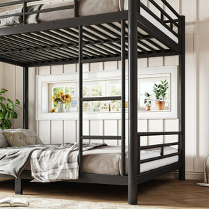 English Elm Full Over Metal Bunk Bed Heavy Gauge Steel Frame Converts to Two Beds W1580P454730