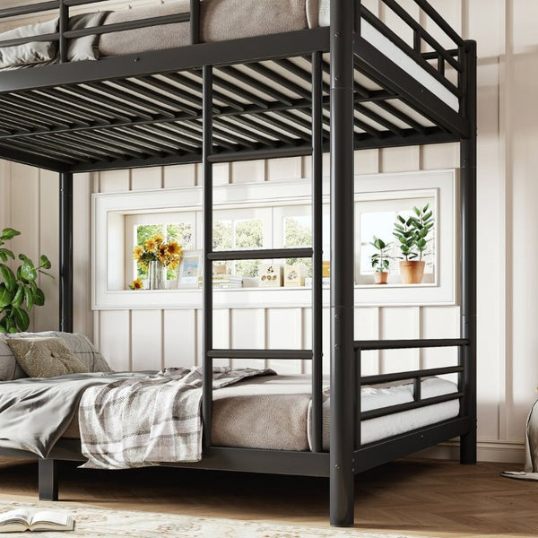 English Elm Full Over Metal Bunk Bed Heavy Gauge Steel Frame Converts to Two Beds W1580P454730