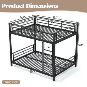 English Elm Full Over Metal Bunk Bed Heavy Gauge Steel Frame Converts to Two Beds W1580P454730