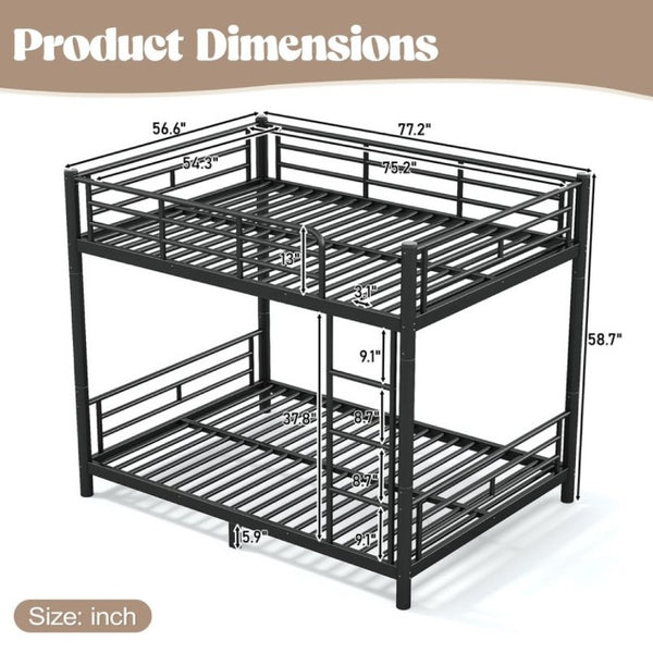 English Elm Full Over Metal Bunk Bed Heavy Gauge Steel Frame Converts to Two Beds W1580P454730