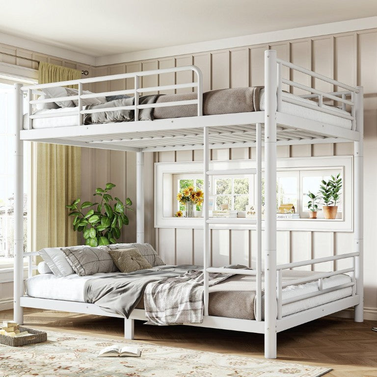 English Elm Full Over Steel Bunk Bed Convertible Adult Frame with Round Tube Slats Included Full over Full W1580P454731