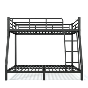 English Elm Twin Over Full Steel Bunk Bed with Round Tubing Matte Black Frame for Shared Rooms W1580P454732