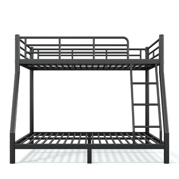 English Elm Twin Over Full Steel Bunk Bed with Round Tubing Matte Black Frame for Shared Rooms W1580P454732