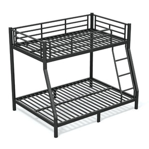 English Elm Twin Over Full Steel Bunk Bed with Round Tubing Matte Black Frame for Shared Rooms W1580P454732