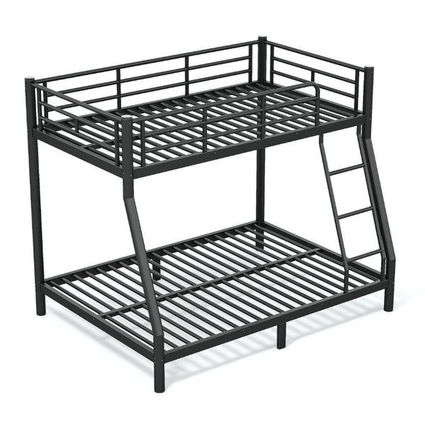 English Elm Twin Over Full Steel Bunk Bed with Round Tubing Matte Black Frame for Shared Rooms W1580P454732